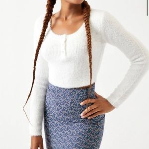 LA Hearts Fuzzy Henley Sweater